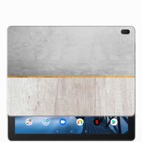 Lenovo Tab E10 Silicone Tablet Hoes Wood Concrete - thumbnail