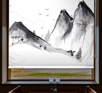 Kunst rolgordijnën Japanse winter met bergen Kunst rolgordijnën Japanse winter met bergen