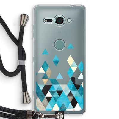 Gekleurde driehoekjes blauw: Sony Xperia XZ2 Compact Transparant Hoesje met koord