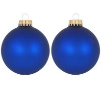 Krebs Kerstballen - 16x st - kobalt blauw - mat - glas - 7 cm - kerstversiering