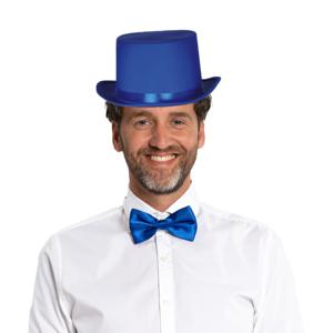 Carnaval verkleedset hoed en strik - blauw - volwassenen/unisex - feestkleding accessoires