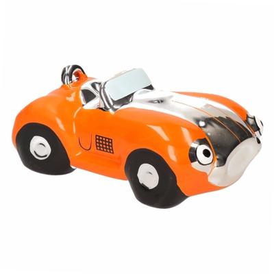 Spaarpot van een klassieke sportauto - cabriolet - oranje - 15 x 9 x 6 cm - keramiek