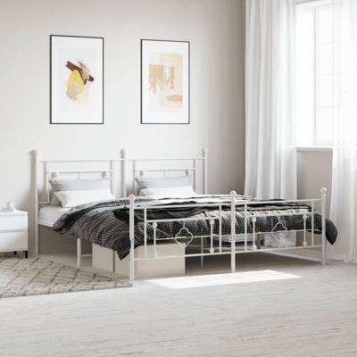Bedframe met hoofd- en voeteneinde metaal wit 180x200 cm