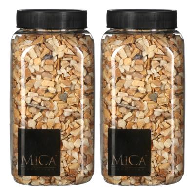 Mica Decorations decoratie steentjes - 2x - lichtbruin - 1 kilo - 650ml - hobby steentjes