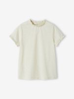 Meisjes-T-shirt met glanzende strepen ecru - thumbnail