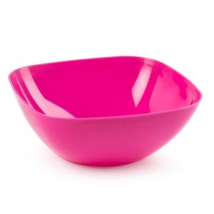 Serveerschaal/saladeschaal - D28 x H11 cm - kunststof - fuchsia roze - vierkant