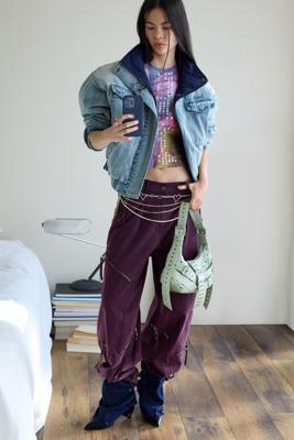Tie-dye broek met ritsen - RED - 34