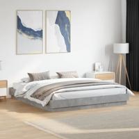 Bedframe met LED-verlichting betongrijs 200x200 cm