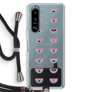 Smiley watermeloenprint: Sony Xperia 5 III Transparant Hoesje met koord