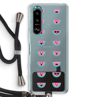 Smiley watermeloenprint: Sony Xperia 5 III Transparant Hoesje met koord