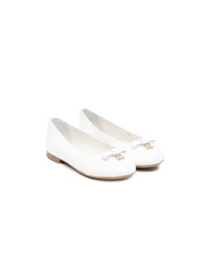 Dolce & Gabbana Kids ballerines à détail de nœud - Blanc