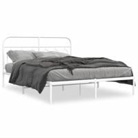 Bedframe met hoofdbord metaal wit 150x200 cm - thumbnail