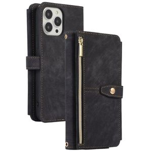 iPhone SE 2020 hoesje - Bookcase - Koord - Pasjeshouder - Portemonnee - Kunstleer - Zwart