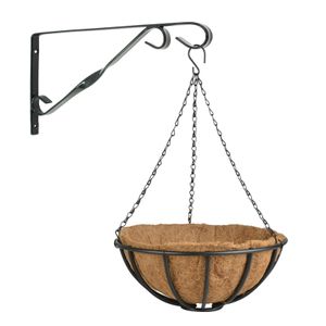 Hanging basket 35 cm van metaal met muurhaak - complete hangmand set