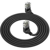 ACT Zwarte 2 meter U/UTP CAT6A LSZH Slimline patchkabel met RJ45 connectoren 90° haaks boven naar 9