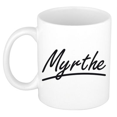 Naam cadeau mok / beker Myrthe met sierlijke letters 300 ml