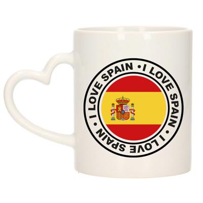 Cadeau koffiemok Spanje - vlag - I love - 300 ml - keramiek - landen thema - support