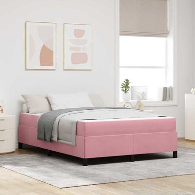Bedframe met matras Roze en wit 140 x 200 cm Fluweel