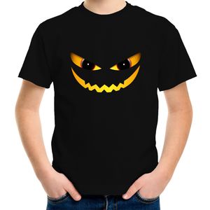 Duivel gezicht halloween verkleed t-shirt zwart voor kinderen