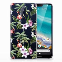 Nokia 7.1 TPU Hoesje Flamingo Palms - thumbnail