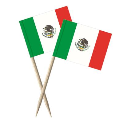 Mexico vlaggetjes mini prikkers - 100x stuks - 8 cm - Landen decoratie - papier - cocktailprikkers