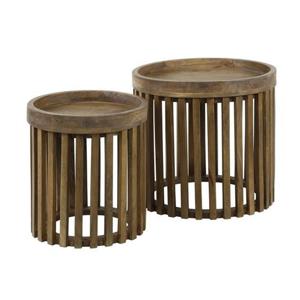 Giga Meubel - Bijzettafel Massief Mangohout - Set van 2 - 45x45x45cm