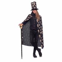 Verkleed set cape met hoge hoed - Halloween doodskoppen - voor volwassenen