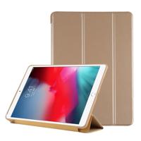 PU plastic bodem geval opvouwbare vervorming links en rechts Flip lederen draagtas met drie voudige beugel & Smart Sleep voor iPad Air3 2019 (goud)