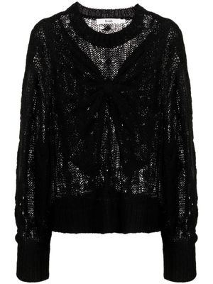 b+ab pull en maille torsadée à détail de nœud - Noir