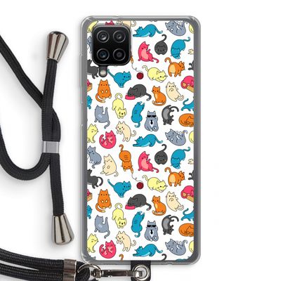 Kleurrijke katten: Samsung Galaxy A12 Transparant Hoesje met koord