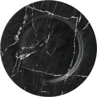Kaarsenbord/onderbord - zwart marmer look - kunststof - D33 cm