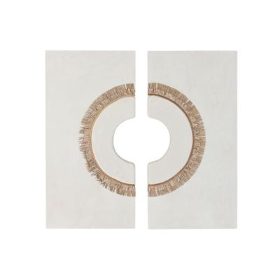 Wanddecoratie Home ESPRIT Wit Natuurlijk Cirkel Scandi 120 x 6 x 120 cm (2 Onderdelen)