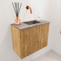 Toiletmeubel Mondiaz Joya Dlux | 50 cm | Meubelkleur Oak | Faye wastafel Oza Wasbak Rechts | Zonder kraangat(en)