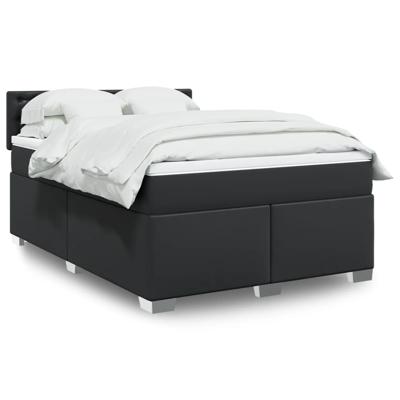 Boxspring met matras kunstleer zwart 140x200 cm