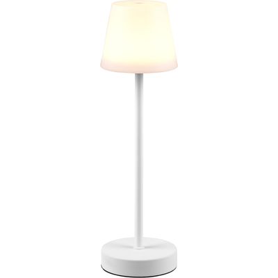 LED Tafellamp met Oplaadbare Batterijen - Trion Marty - 2.2W - Aanpasbare Kleurtemperatuur - Dimbaar - Spatwaterdicht IP44 - Rond - Wit
