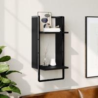 Wandschap met stang 30x25x65 cm zwart Wandschap met stang 30x25x65 cm zwart