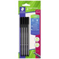 Staedtler triplus 334 R-9BK4 Fineliner Zwart 0.3 mm 4 stuk(s) - thumbnail