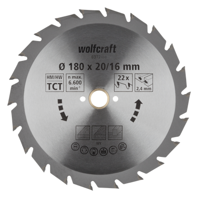 Wolfcraft Handcirkelzaagblad | HM | 22 Zähne | Ø180mm | 1 stuk - 6372000