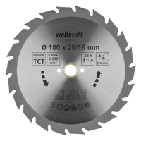 Wolfcraft Handcirkelzaagblad | HM | 22 Zähne | Ø180mm | 1 stuk - 6372000
