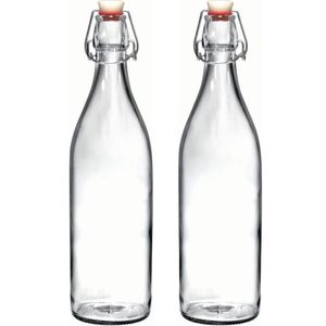 10x Beugelflessen/weckflessen transparant 1 liter rond