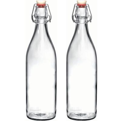 10x Beugelflessen/weckflessen transparant 1 liter rond