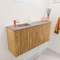 Toiletmeubel Mondiaz Joya Dlux | 91.6 cm | Meubelkleur Oak | Faye wastafel Saba Wasbak Links | 1 kraangat