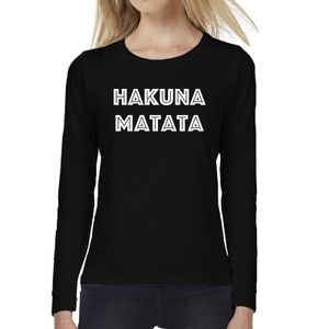 Hakuna Matata tekst t-shirt long sleeve zwart voor dames