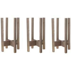 Set van 4x plantenstandaarden/voeten Historic hout 26 x 43 cm