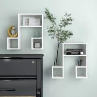 Wandschappen 2 st 50x15x50 cm spaanplaat hoogglans wit