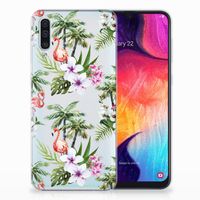 Samsung Galaxy A50 TPU Hoesje Flamingo Palms - thumbnail