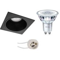 Philips LED Spot Set GU10 - Vierkant Inbouw - Mat Zwart - 4000K Natuurlijk Wit