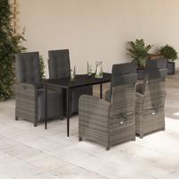 5-delige Tuinset met kussens poly rattan grijs