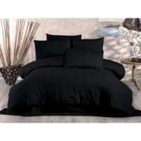 Beddengoedset - 1 dekbedovertrek 220 x 240 cm + 2 kussenslopen 60 x 60 cm - 80% katoen, 20% polyester - Zwart