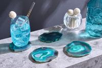 Set van 4 onderzetters voor glazen COASTER 10cm groene edelsteen agaatkwarts handgemaakt - 41557